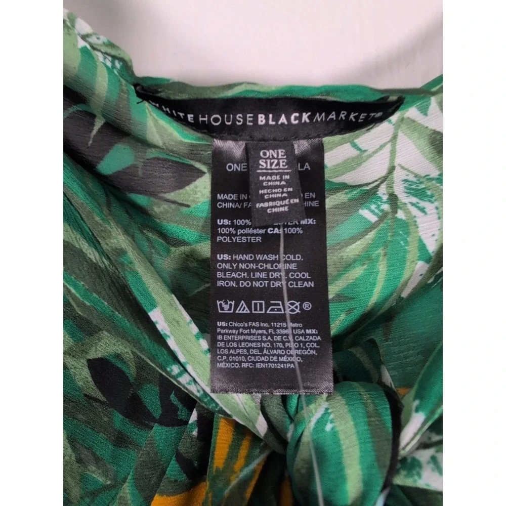WHBM Pareo‎ Deep Green Convertible Tropical Print Sarong Swim Cover-Up NWT OS